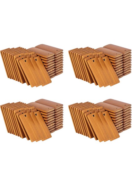 200 Adet 45X20MM Dikdörtgen Ahşap Etiketler Anahtarlık Yüzükler, Bambu Bitmemiş Ahşap Anahtarlık Etiketi (Yurt Dışından)