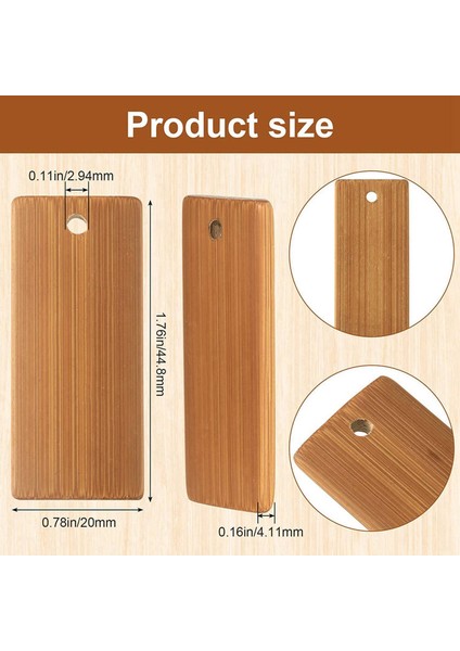 200 Adet 45X20MM Dikdörtgen Ahşap Etiketler Anahtarlık Yüzükler, Bambu Bitmemiş Ahşap Anahtarlık Etiketi (Yurt Dışından)
