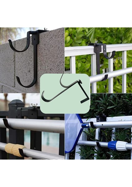 4 Adet Ayarlanabilir Havuz Direği Askıları, Metal Çit Kancaları Havuz Alet Tutucusu Teleskopik Direkler Skimmers Ağları Fırçalar (Yurt Dışından)