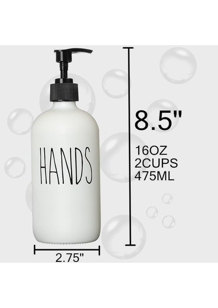 Sabunluk Seti 2'li Paket, Bulaşık Deterjanı Dispenseri ve Pompalı 16 Oz Cam Sabunluk Içerir (Beyaz) (Yurt Dışından)