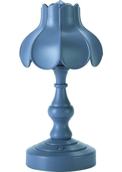 Avrupa Lotus Başucu Lambası Dekor Mini LED Gece Lambası Alışveriş Merkezi Odası Bar Ev Küçük Okuma Masası Işık-Gri Mavi (Yurt Dışından)