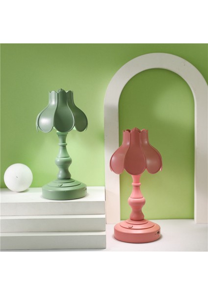 Avrupa Lotus Başucu Lambası Dekor Mini LED Gece Lambası Alışveriş Merkezi Odası Bar Ev Küçük Okuma Masası Işık-Gri Mavi (Yurt Dışından)