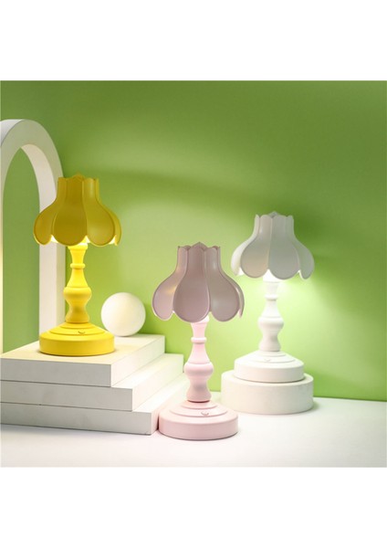 Avrupa Lotus Başucu Lambası Dekor Mini LED Gece Lambası Alışveriş Merkezi Odası Bar Ev Küçük Okuma Masası Işık-Gri Mavi (Yurt Dışından)