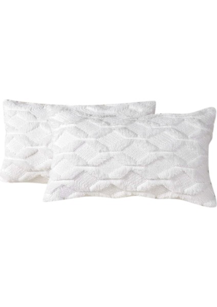 Adet Yumuşak Peluş Dekoratif Yastık Kapakları Lüks Tarzı Atmak Yastık Kılıfı Yastık Kabuk Kanepe Yatak Odası Için Beyaz 12X20 Inç (Yurt Dışından)