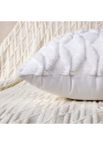 Adet Yumuşak Peluş Dekoratif Yastık Kapakları Lüks Tarzı Atmak Yastık Kılıfı Yastık Kabuk Kanepe Yatak Odası Için Beyaz 12X20 Inç (Yurt Dışından)