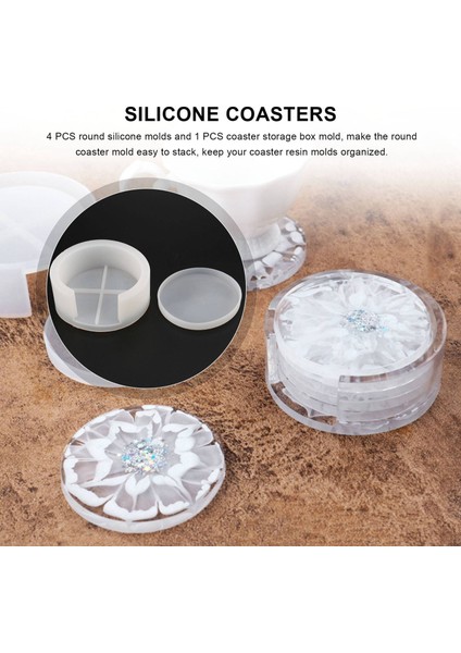 Coaster Reçine Kalıpları, Silikon Coaster Saklama Kutusu Kalıbı, Reçine Için Epoksi Reçine Kalıpları, Bardak Paspasları, Ev Dekorasyonu (Yurt Dışından)