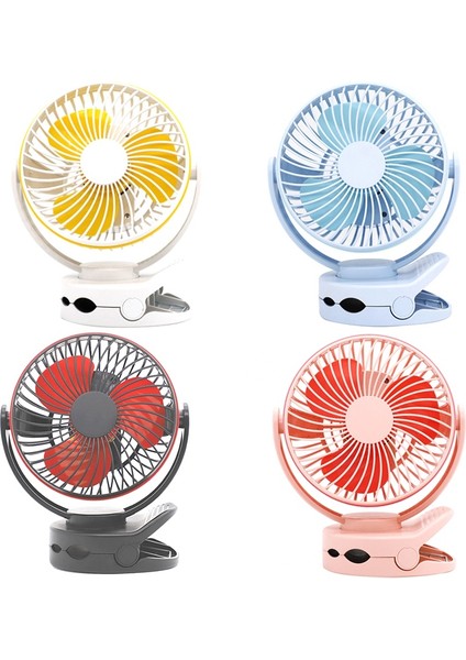 Yeni USB Mini Fan Klipsi Şarj Dönen Taşınabilir Masaüstü Sessiz Masa Öğrenci Yurdu-Mavi (Yurt Dışından)