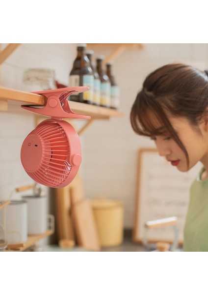 USB Şarj Edilebilir Klip Masaüstü/masa Fanı Mini Taşınabilir Kelepçe 360 Derece Dönen Vantilatör Hava Soğutucu Pembe (Yurt Dışından)