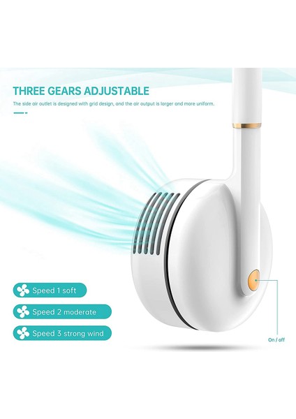 Taşınabilir Boyun Asma Fanı, Ücretsiz Ayarlama Kişisel Soğutma Spor, Ofis Için Uzun Süreli USB Şarjı (Yurt Dışından) fırsatları