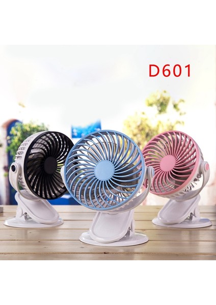 D601 Klipsli Fan, USB Güç Kaynağı, 2 Hızlı 360 Derece Dönen Masaüstü Fanı, Kablolu Versiyon (Pembe, Şarj Edilebilir) (Yurt Dışından)