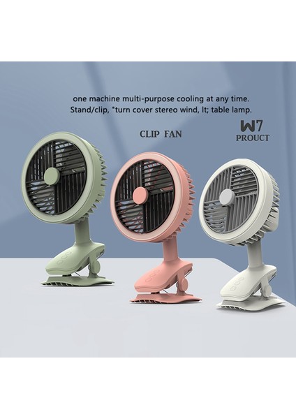 USB Masaüstü Fanı, Taşınabilir Klip Tabanı Şarj Edilebilir Kişisel Düşük Gürültülü Ayarlanabilir Fan, LED Işıklı (Yeşil) (Yurt Dışından)