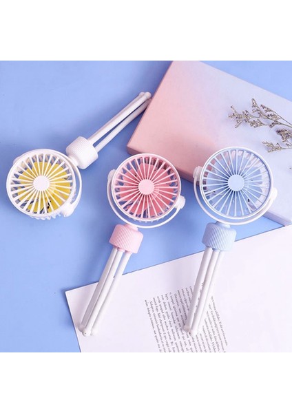 Mini Fan Şarj Edilebilir USB Taşınabilir El Tutucu Fonksiyonu ile Küçük Masaüstü Soğutma Fanları Pembe (Yurt Dışından)
