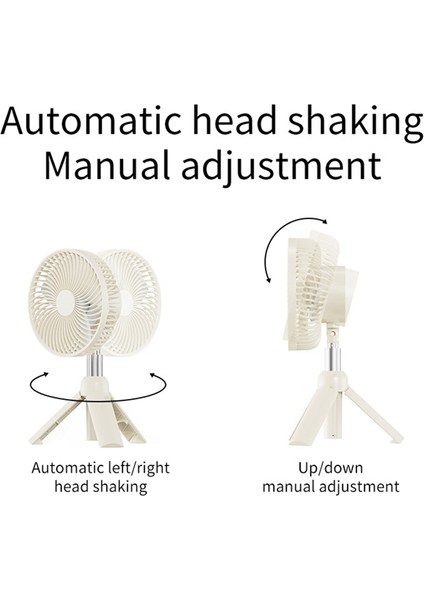 Taşınabilir Kamp Fanı Şarj Edilebilir Elektrikli Otomatik Kafa Sallayarak Tavan LED Işık Tripod Standı Masaüstü C (Yurt Dışından)