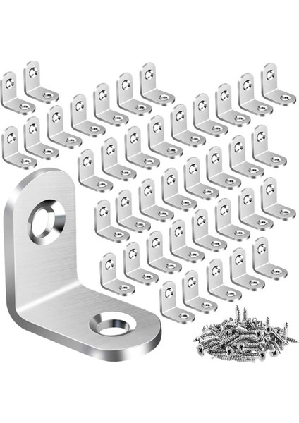 120PCS L Braket Köşesi, 240PCS Vidalar, Köşe Braketi, Ahşap Mobilya Karyola Dolabı Için Açılı Braket Bağlantı Elemanı (Yurt Dışından)