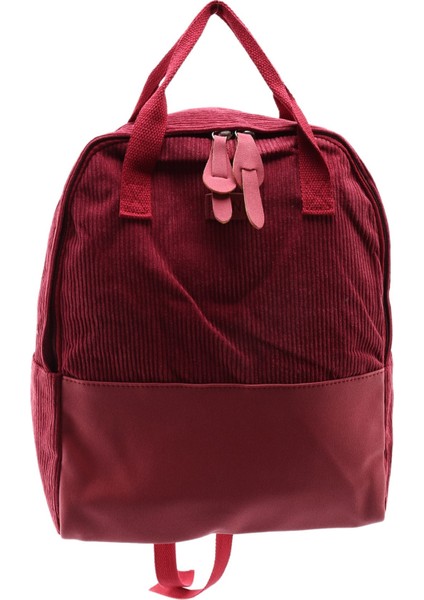 Edebi Kadife Sırt Çantası Kadın Basit Düz Renk Sırt Çantası Üniversite Lise Öğrencileri Şerit Kırmızı (Yurt Dışından) fiyatları