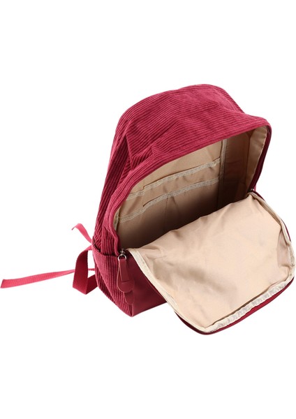 Edebi Kadife Sırt Çantası Kadın Basit Düz Renk Sırt Çantası Üniversite Lise Öğrencileri Şerit Kırmızı (Yurt Dışından) modelleri
