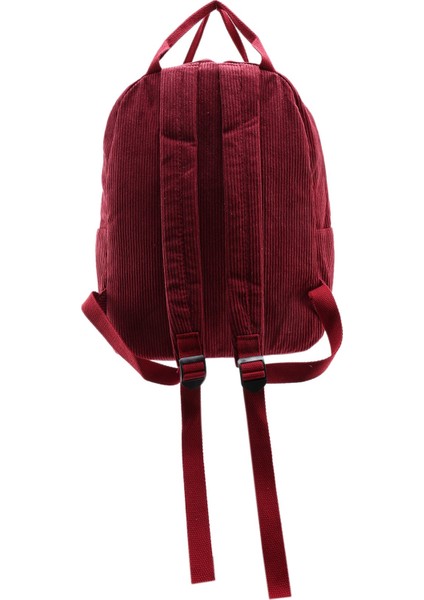Edebi Kadife Sırt Çantası Kadın Basit Düz Renk Sırt Çantası Üniversite Lise Öğrencileri Şerit Kırmızı (Yurt Dışından) fırsatları