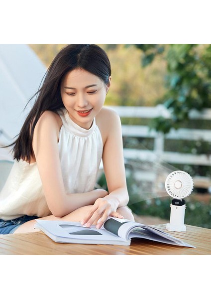 Mini El Fanı, Taşınabilir Kişisel Fan Asılı Boyun 90° Ayarlanabilir USB Şarj Edilebilir Küçük Masa Beyaz (Yurt Dışından)