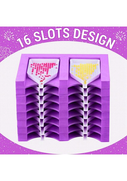 2x 16 Yuvaları Elmas Boyama Tepsisi Organizatör Elmas Boyama Aksesuarları Tepsi Elmas Boyama Alet Takımı Mor (Yurt Dışından) fırsatları