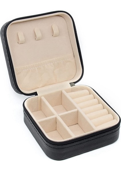 Taşınabilir Takı Saklama Kutusu Seyahat Organizatör Vaka Deri Saklama Küpe Kolye Yüzük Takı Organizatör Ekran C (Yurt Dışından)