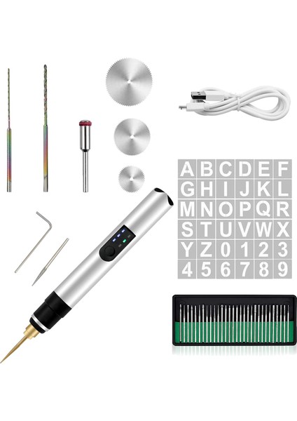 36 Şablonlu Elektrikli Gravür Kalemi, 35 Uçlu 25W Kablosuz Gravür Aleti, USB Şarj Edilebilir (Yurt Dışından) fiyatları