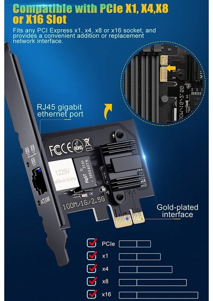 Oyun, Yayın, 100M/1G/2,5GBPS Pcıe Ethernet Ağ Adaptörü ile Uyumlu 2,5gbase-T Pcı Express Gigabit Ağ Kartı (Yurt Dışından)