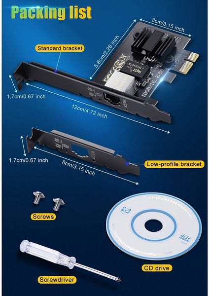 Oyun, Yayın, 100M/1G/2,5GBPS Pcıe Ethernet Ağ Adaptörü ile Uyumlu 2,5gbase-T Pcı Express Gigabit Ağ Kartı (Yurt Dışından)