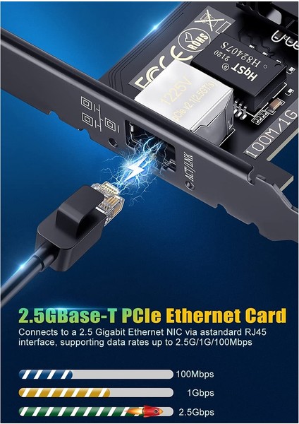 Oyun, Yayın, 100M/1G/2,5GBPS Pcıe Ethernet Ağ Adaptörü ile Uyumlu 2,5gbase-T Pcı Express Gigabit Ağ Kartı (Yurt Dışından)