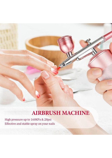 Airbrush Seti Makinesi, Şarj Edilebilir El Tipi Airbrush, Tırnak Sanatı Için Profesyonel Akülü Hava Fırçası, Makyaj, (Pembe) (Yurt Dışından)