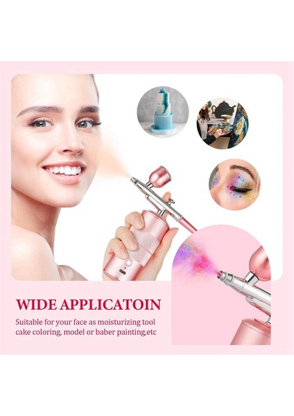 Airbrush Seti Makinesi, Şarj Edilebilir El Tipi Airbrush, Tırnak Sanatı Için Profesyonel Akülü Hava Fırçası, Makyaj, (Pembe) (Yurt Dışından)
