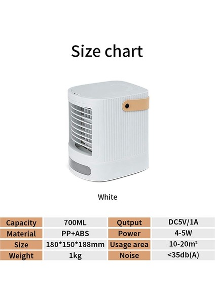 Hava Soğutucu, Kişisel Masa Fanı 3'ü 1 Arada Küçük Evaporatif Soğutucular, Nemlendirici, Fan Hızlarına Sahip Arıtma, Ofis Yatak Odası Için (Yurt Dışından)