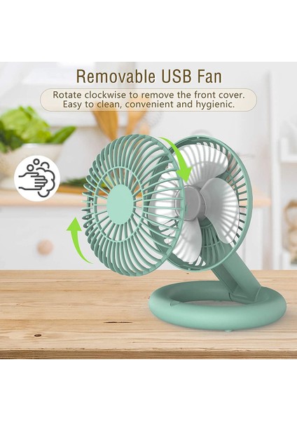Kablosuz Fanlar Ayarlanabilir Masaüstü USB Şarj Edilebilir Masa Ev Için Katlanabilir Taşınabilir Kişisel Fan Yeşil (Yurt Dışından)