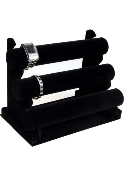 Siyah Kadife 3 Katmanlı Saat Bilezik Bilezik Takı Ekran Standı Ahşap Bilezik Saat Bilezik Depolama Raf Standı (Yurt Dışından) fırsatları