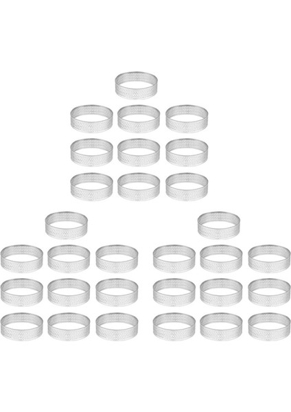 Торт В Форме,30 Paket Paslanmaz Çelik Tart Halkası, Isıya Dayanıklı Delikli Kek Mus Halkası, Yuvarlak Halka Pişirme Çörek Araçları, 8 cm (Yurt Dışından)