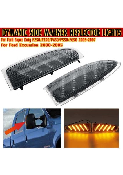 Dumanlı Araba LED Yan Dikiz Aynası Işık Dönüş Sinyali Gösterge Işıkları Süper Görev ile Uyumlu F250 F350 F450 F550 2003-2007 (Yurt Dışından)