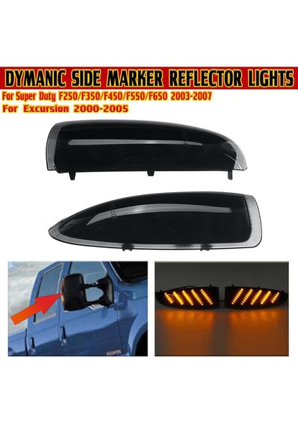Dumanlı Araba LED Yan Dikiz Aynası Işık Dönüş Sinyali Gösterge Işıkları Süper Görev ile Uyumlu F250 F350 F450 F550 2003-2007 (Yurt Dışından)