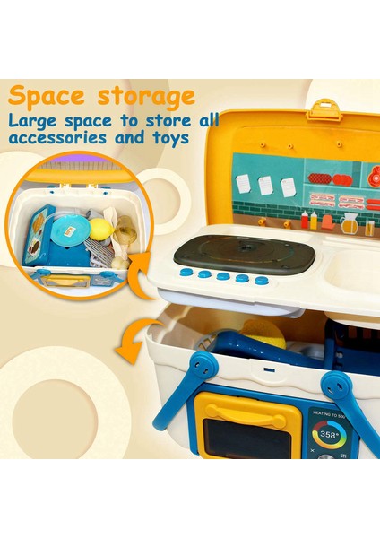 Çocuklar Barbekü Izgara Playset Piknik Mutfak Sepeti Müzikli ve Işıklı Oyuncaklar Oyna Yiyecekleri Pişirme Rol Oynama Oyuncakları (Yurt Dışından)