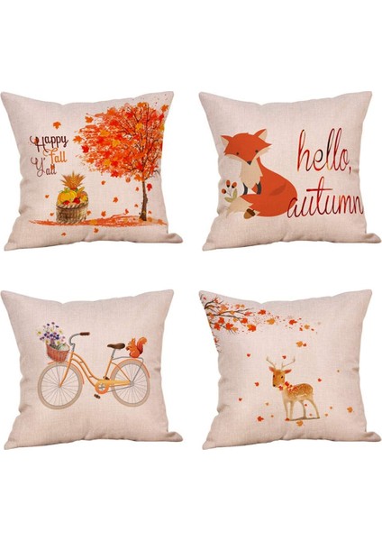 4 Paket Haydi Aşık Olalım Tırnaklar Atın Yastık Kılıfı Kabaklı Kamyon Cadılar Bayramı Sgiving Minder Örtüsü 18 x 18 Inç Pamuk Keten Sonbahar Çiftlik Evi Dekoru (Fall In Love) (Yurt Dışından)