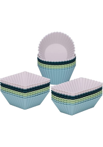 24 Adet Silikon Kek Pişirme Bardakları Yeniden Kullanılabilir ve Yapışmaz Muffin Cupcake Kek Setleri Parti ve Tatil Malzemeleri Için (Yurt Dışından)