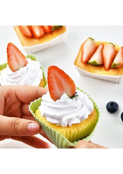 24 Adet Silikon Kek Pişirme Bardakları Yeniden Kullanılabilir ve Yapışmaz Muffin Cupcake Kek Setleri Parti ve Tatil Malzemeleri Için (Yurt Dışından)