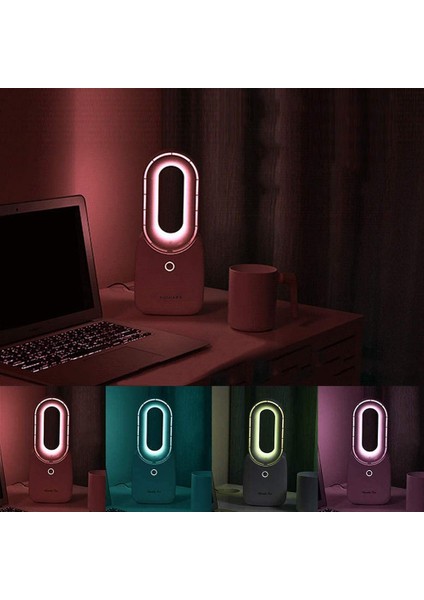 Bladeless Fan, Masa Fanı Hava Soğutucu Küçük Şarj Edilebilir Pil USB Kişisel Ofis Yatak Odası Için Pembe (Yurt Dışından)