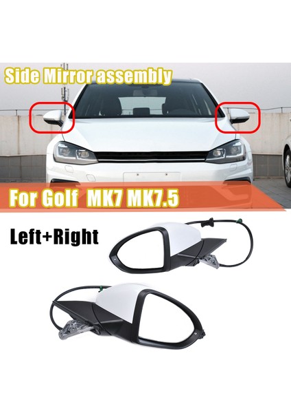 Sağ Sağ Yan Dikiz Aynası Montajı Gözlük Kapaklı Manuel Katlanır Golf 7 Mk7 Mk7.5 ile Uyumlu Beyaz 6 Tel (Yurt Dışından) fiyatları