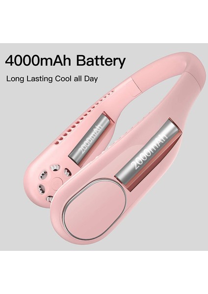 Taşınabilir Boyun Fanı, Giyilebilir USB 4000 Mah Kişisel Bladeless Eller Serbest Spor Fan Hava Soğutucu Ev Açık Ofis Için, Pembe (Yurt Dışından) modelleri