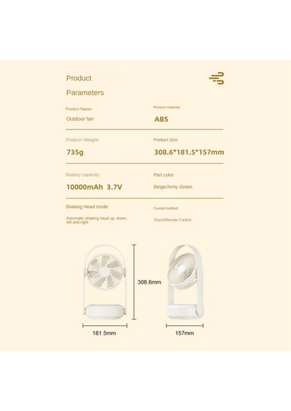 Duvara Monte Sallayarak Kafa Masaüstü Vantilatör Mini Ev USB Şarj Edilebilir Çok Fonksiyonlu Açık Kamp 10000MAH-B (Yurt Dışından)