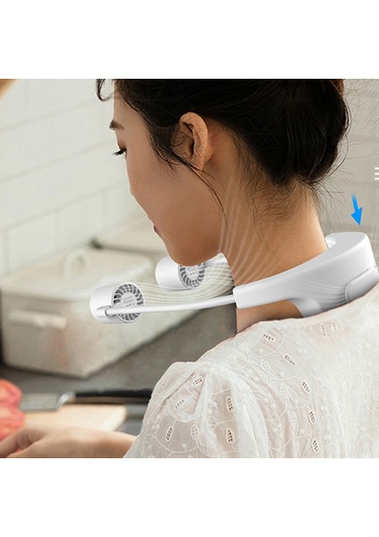 2000MAH Mini Boyun Fan Taşınabilir USB Şarj Edilebilir Bladeless Sessiz Spor Hayranları Açık Soğutma Hava Soğutucu (Beyaz) (Yurt Dışından) modelleri