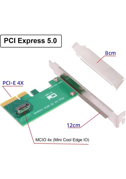 Pcı-Express Kart 5.0 4.0 4x - Mcıo Mini Cool Edge Io Dişi Ana Bilgisayar Adaptörü, Pcıe Nvme U.2 SSD Adaptör Kartı ile Uyumlu (Yurt Dışından)