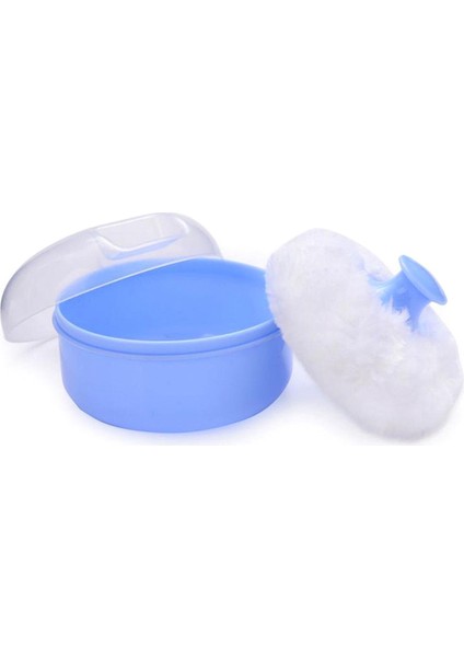 2x Bebek Yumuşak Yüz Vücut Kozmetik Pudra Puf Sünger Kutusu Kasa Konteyner (Mavi) (Yurt Dışından)