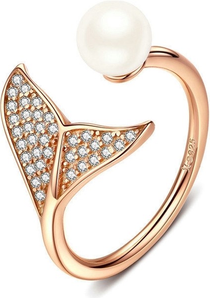 925 Gümüş Ayarlanabilir Yunus Kuyruk Parmak Yüzük Kadınlar Için Gümüş Takı Hediye (Altın) (Yurt Dışından)