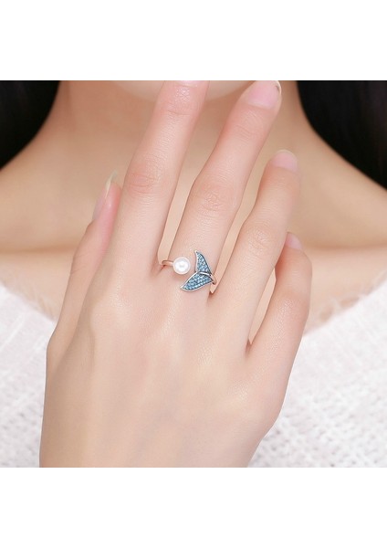 925 Gümüş Ayarlanabilir Yunus Kuyruk Parmak Yüzük Kadınlar Için Gümüş Takı Hediye (Altın) (Yurt Dışından) fiyatları