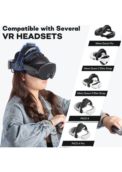 3/2/pro/pico4 Vr Kulaklık Silikonu ile Uyumlu Ayarlanabilir Vr Dekompresyon Kafa Bantları ile Kafa Bandı ile Uyumlu - Siyah (Yurt Dışından)